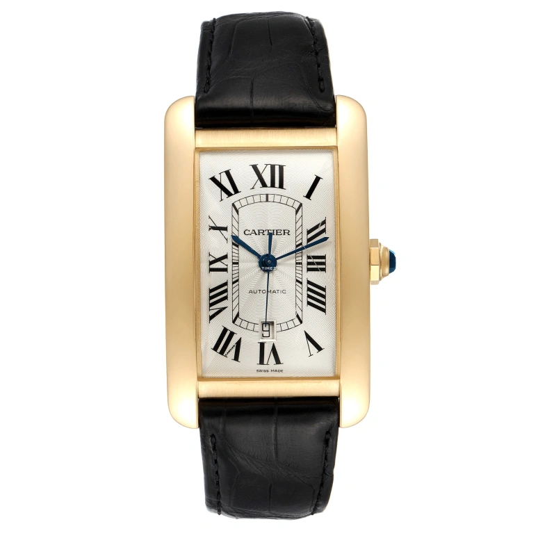Cartier,Tank 32x42mm,32x42mm,Yellow Gold,Silver,Automatic,Day,Sapphire,Crystal Glass,W2609756