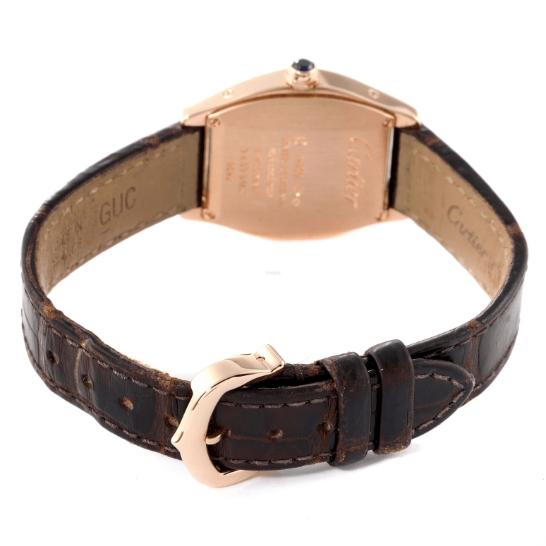 Cartier,Tortue 30x24mm,30x24mm,Rose Gold,Silver,Handwound,In-house Caliber,Sapphire,Crystal Glass,W1556360