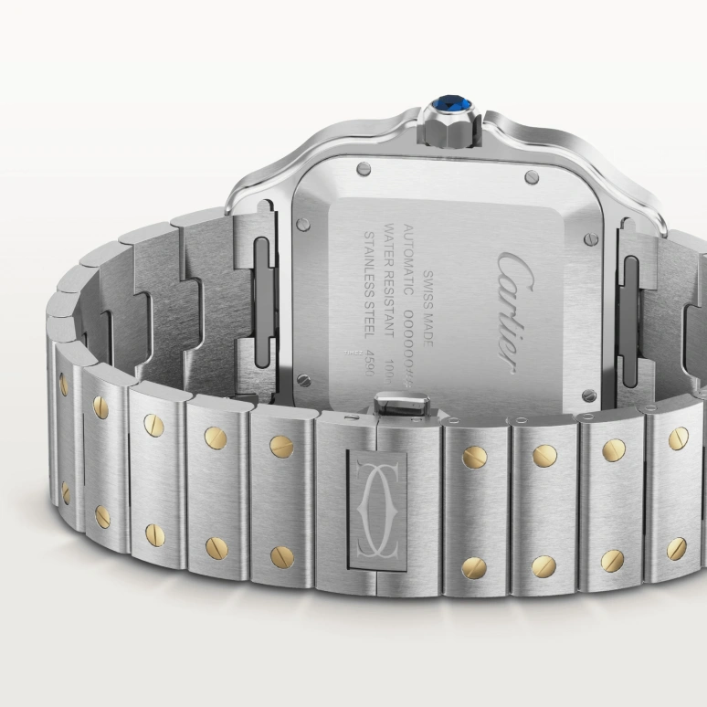 Cartier,Santos de Cartier 39.80mm,39.80mm,Stainless Steel,Smoky Coal,Gradient,Automatic,Day,Sapphire,Crystal Glass,W2SA0030