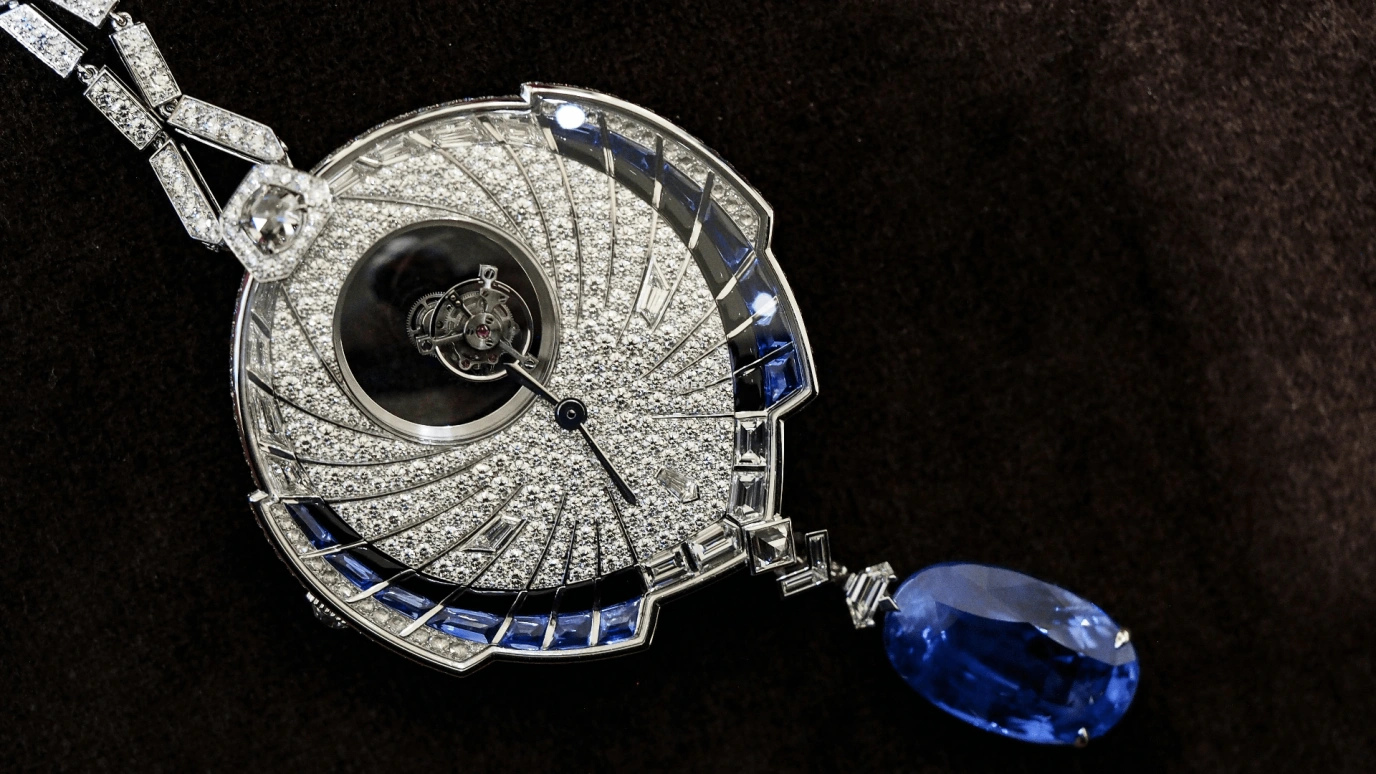 Cartier,High Jewelry Watches ,White Gold,Silver,Handwound,Tourbillon,In-house Caliber,Mysterieux Azure