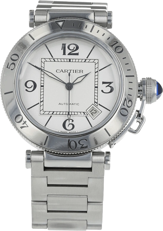 Cartier,Pasha de Cartier 40.50mm,40.50mm,Stainless Steel,Silver,Automatic,Day,42hours,W31080M7