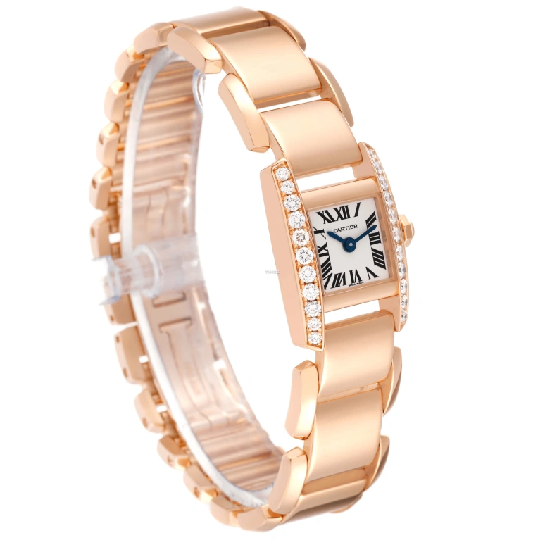 Cartier,Tank 20x30mm,20x30mm,Rose Gold,White,Quartz,Sapphire,Crystal Glass,Square,WE70058H