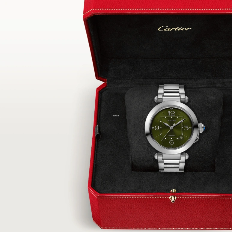 Cartier,Pasha de Cartier 41mm,41mm,Stainless Steel,Green,Automatic,Day,42hours,WSPA0045