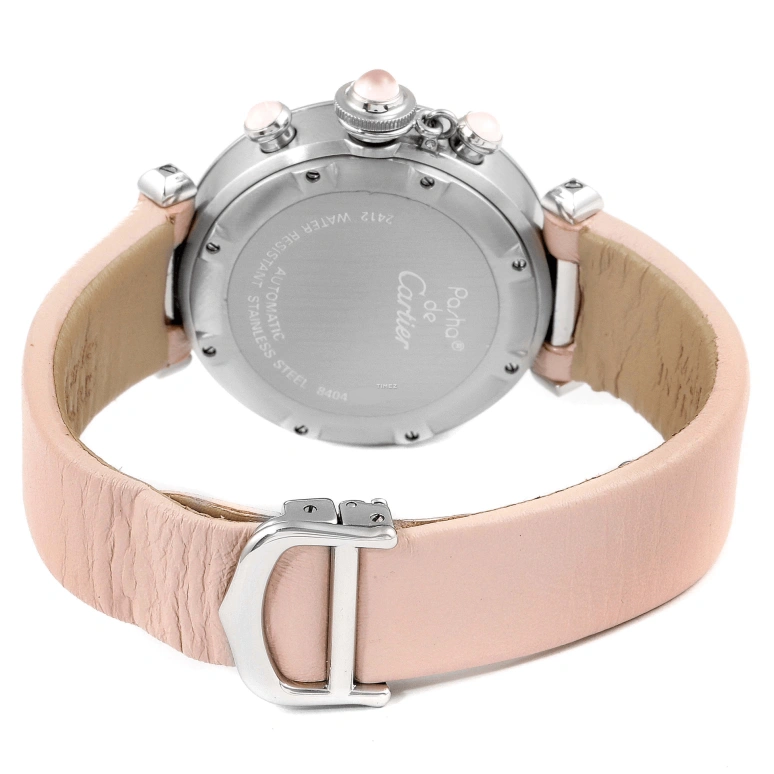 Cartier,Pasha de Cartier 35mm,35mm,Stainless Steel,Pink Red,Red,Automatic,Chronograph,Day,W3106599