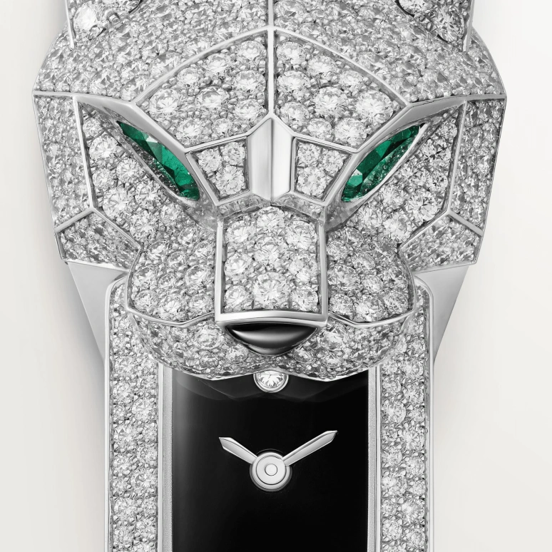 Cartier,Panthère de Cartier 38.30x15.20mm,38.30x15.20mm,White Gold,Black,Quartz,Sapphire,Crystal Glass,Other,HPI01741