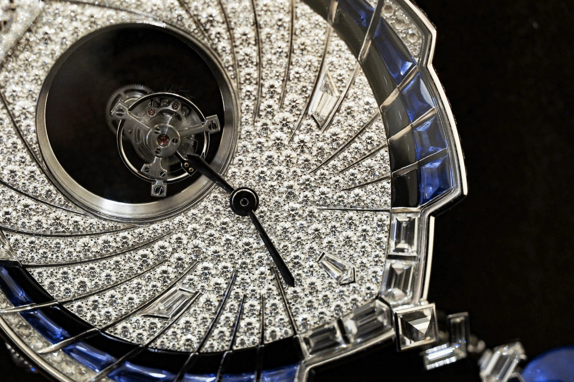 Cartier,High Jewelry Watches ,White Gold,Silver,Handwound,Tourbillon,In-house Caliber,Mysterieux Azure