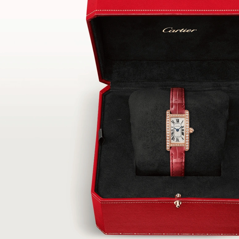 Cartier,Tank 27x15.20mm,27x15.20mm,Rose Gold,Silver,Quartz,Sapphire,Crystal Glass,Square,WJTA0026