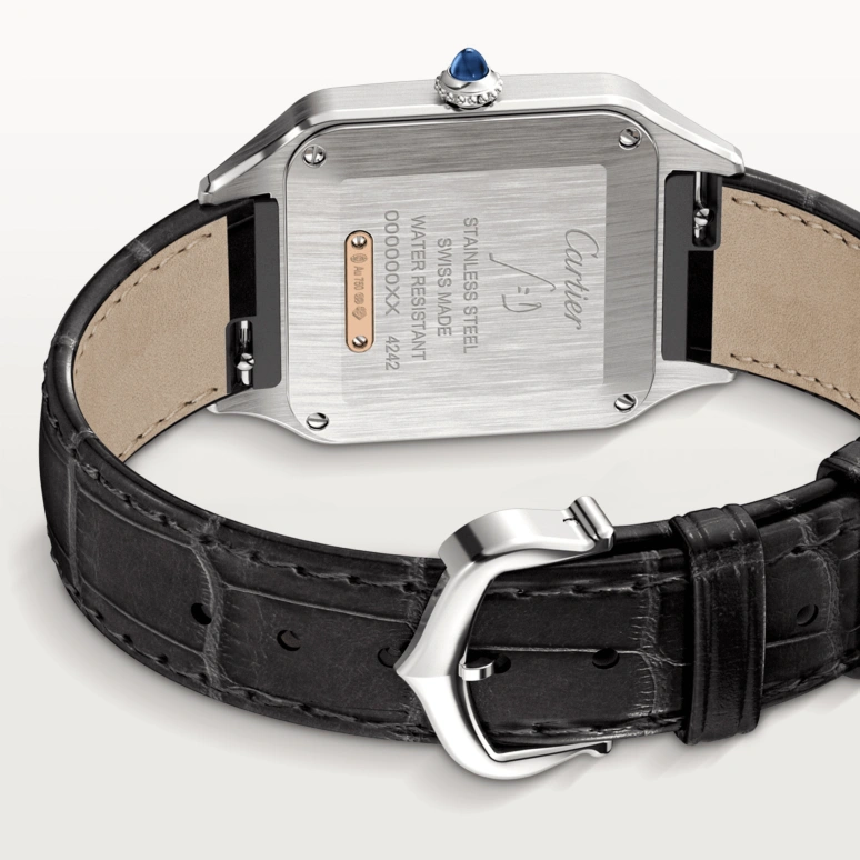 Cartier,Santos de Cartier 38x27.50mm,38x27.50mm,Stainless Steel,Rose Gold,Silver,Quartz,Sapphire,Crystal Glass,Square,W2SA0012
