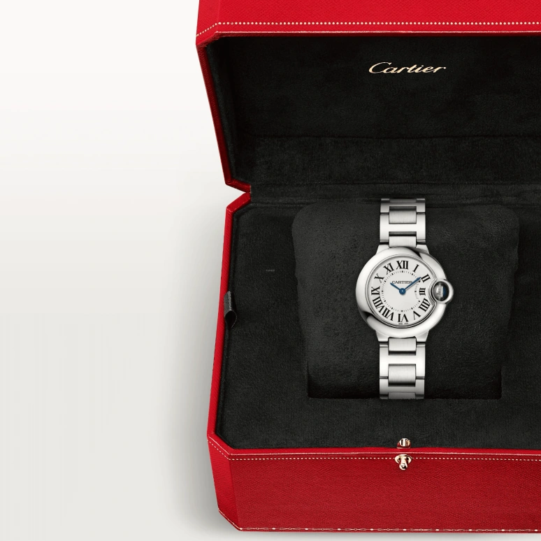 Cartier,Ballon Bleu de Cartier 28.60mm,28.60mm,Stainless Steel,Silver,Quartz,Sapphire,Crystal Glass,Round,W69010Z4