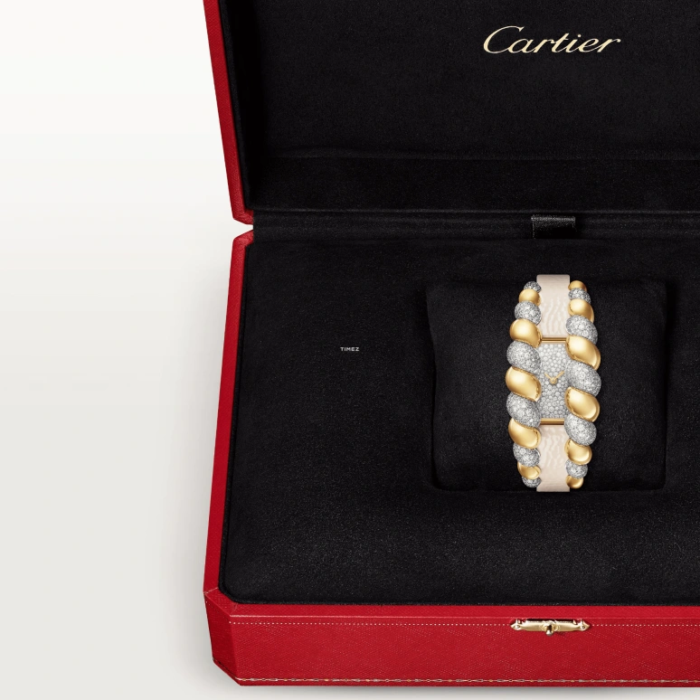 Cartier,Tressage 56.20x25.70mm,56.20x25.70mm,Yellow Gold,Silver,Quartz,Sapphire,Crystal Glass,Square,HPI01690