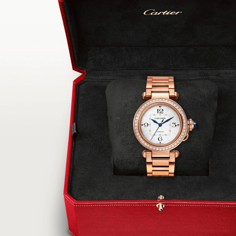 Cartier,Pasha de Cartier 35mm,35mm,Rose Gold,Silver,Automatic,42hours,In-house Caliber,WJPA0013