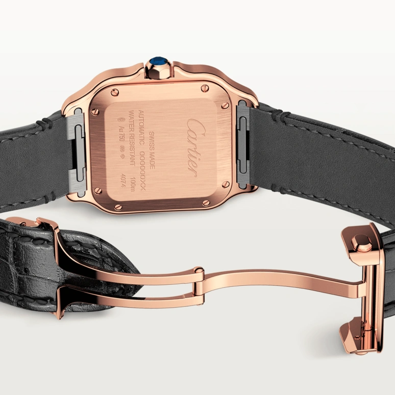 Cartier,Santos de Cartier 35.10mm,35.10mm,Rose Gold,Silver,Automatic,42hours,In-house Caliber,WJSA0012