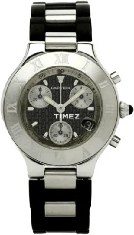 Cartier,21 Chronoscaph 32mm,32mm,Stainless Steel,Black,Quartz,Chronograph,Day,W1097U2