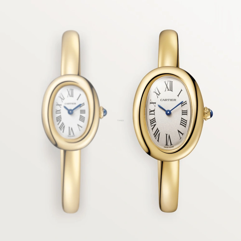 Cartier,Baignoire 31.40x23.10mm,31.40x23.10mm,Yellow Gold,Silver,Quartz,Sapphire,Crystal Glass,Oval,WGBA0025