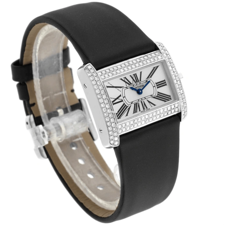 Cartier,Tank 32x25mm,32x25mm,White Gold,Silver,Quartz,Sapphire,Crystal Glass,Square,WA301271