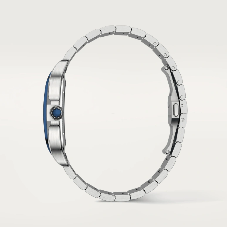 Cartier,Santos de Cartier 39.80mm,39.80mm,Stainless Steel,Silver,Blue,Handwound,Sapphire,Crystal Glass,Square,WHSA0026