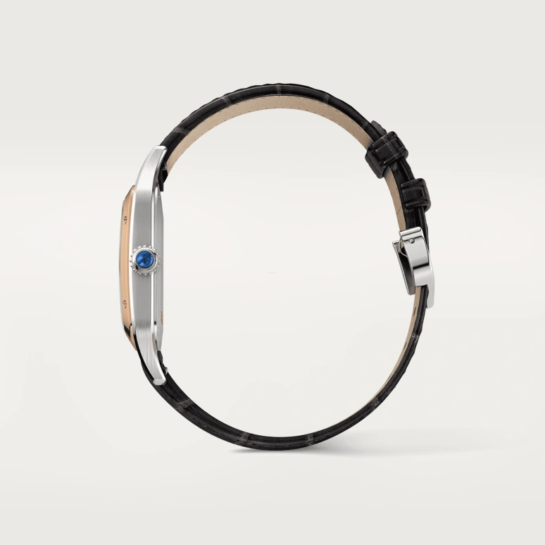 Cartier,Santos de Cartier 43.50x31.40mm,43.50x31.40mm,Stainless Steel,Rose Gold,Silver,Quartz,In-house Caliber,Sapphire,Crystal Glass,W2SA0011