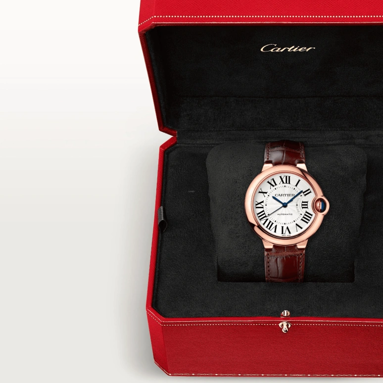 Cartier,Ballon Bleu de Cartier 36.60mm,36.60mm,Rose Gold,Silver,Automatic,In-house Caliber,Sapphire,Crystal Glass,WGBB0009
