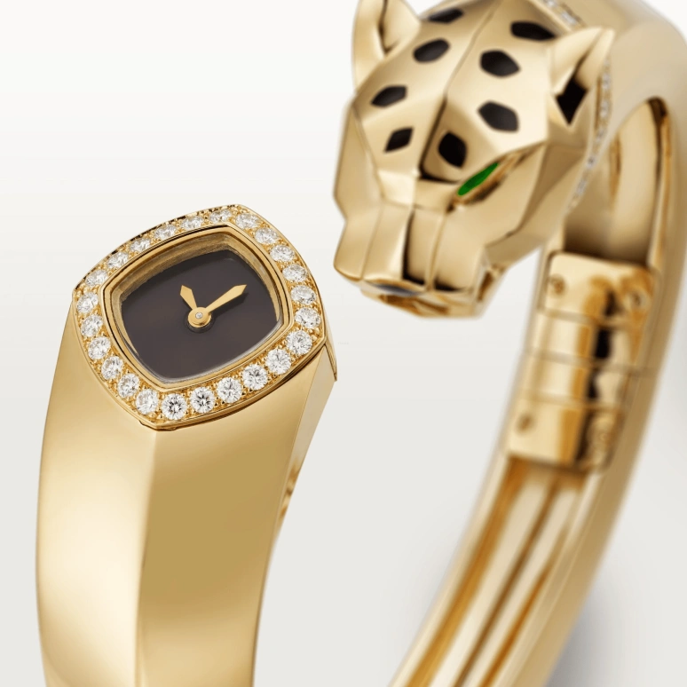 Cartier,Panthère Jewelry Watches ,Yellow Gold,Black,Quartz,Sapphire,Crystal Glass,Other,HPI01217