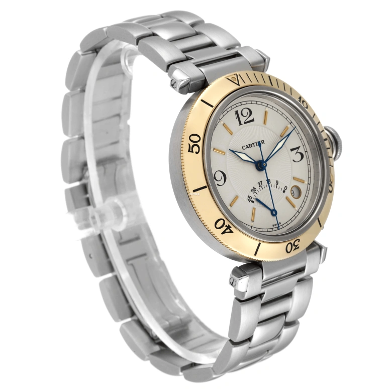 Cartier,Pasha de Cartier 38mm,38mm,Stainless Steel,Silver,Automatic,Day,Power Reserve Indicator,W31012H3
