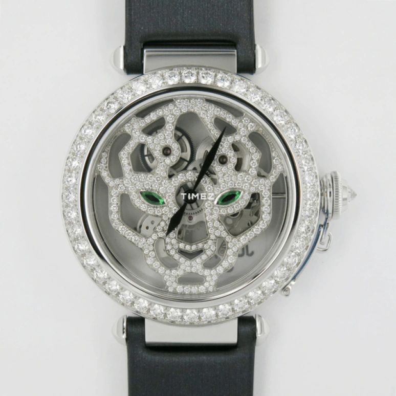 Cartier,Pasha de Cartier 42mm,42mm,White Gold,Silver,Handwound,In-house Caliber,Sapphire,Crystal Glass,HPI00365