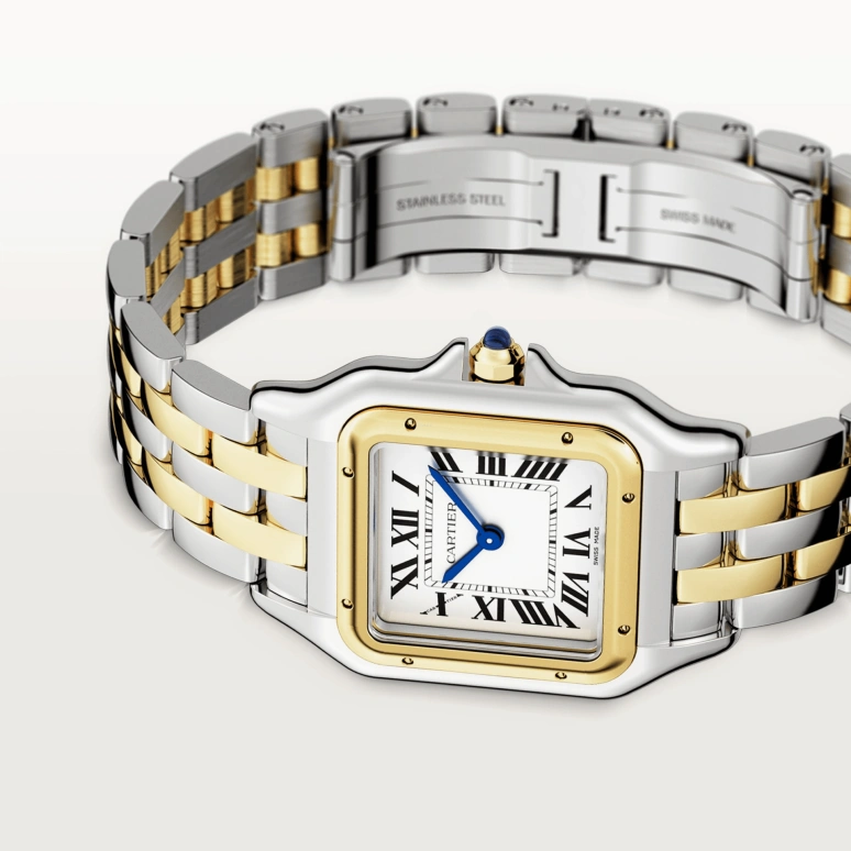 Cartier,Panthère de Cartier 29x37mm,29x37mm,Stainless Steel,Yellow Gold,Silver,Quartz,Sapphire,Crystal Glass,Square,W2PN0007