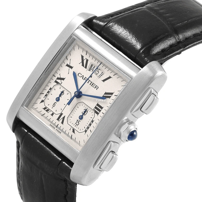 Cartier,Tank 30x28mm,30x28mm,Stainless Steel,Silver,Quartz,Chronograph,Day,W5101455