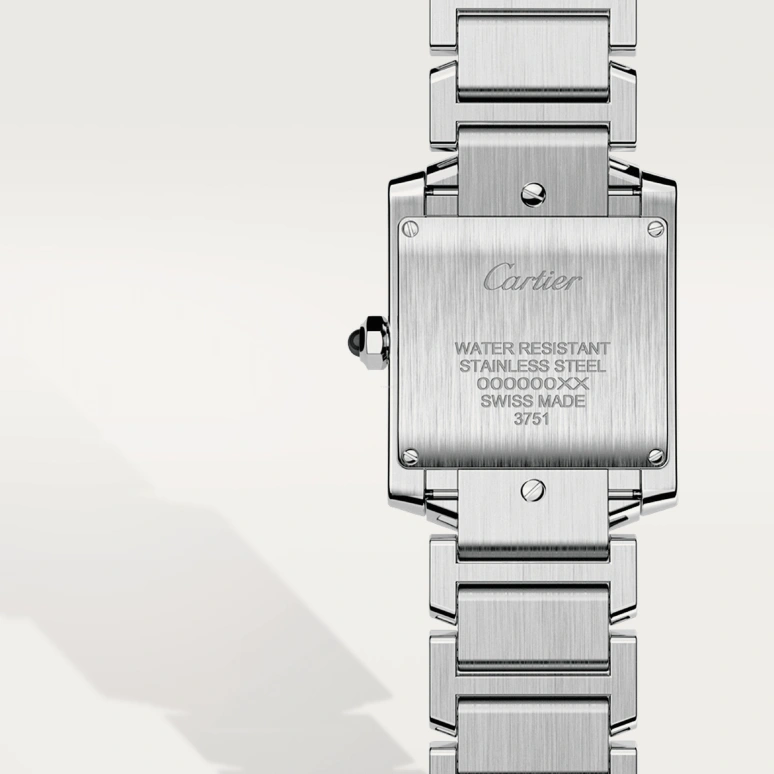 Cartier,Tank 30x25mm,30x25mm,Stainless Steel,Silver,Quartz,In-house Caliber,Sapphire,Crystal Glass,WSTA0005