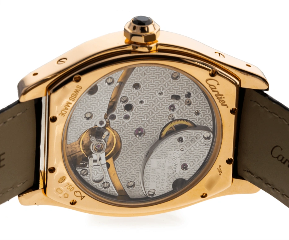 Cartier,Tortue 38x49mm,38x49mm,Rose Gold,Silver,Handwound,Day,Sapphire,Crystal Glass,W1545851