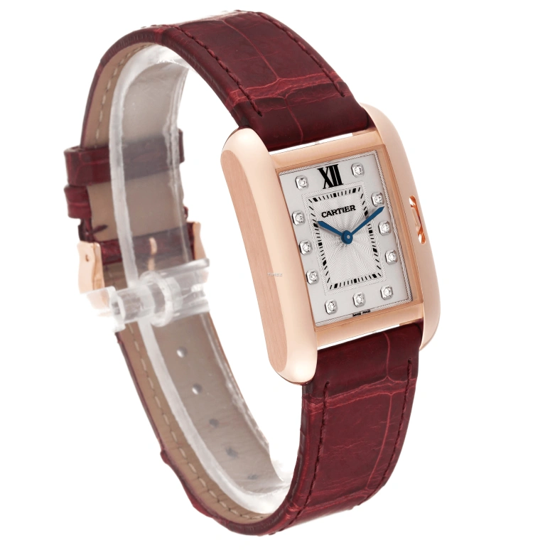 Cartier,Tank 34.70x26.20mm,34.70x26.20mm,Rose Gold,Silver,Quartz,Sapphire,Crystal Glass,Square,WJTA0009