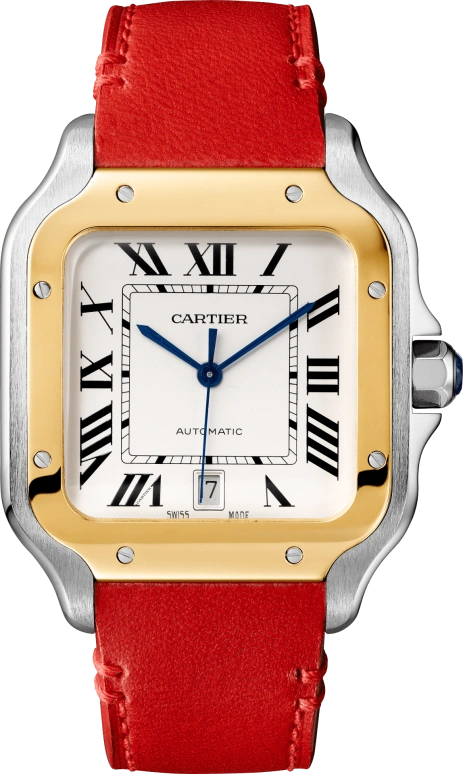 Cartier,Santos de Cartier 39.80mm,39.80mm,Stainless Steel,Yellow Gold,Silver,Automatic,Day,42hours,W2SA0009