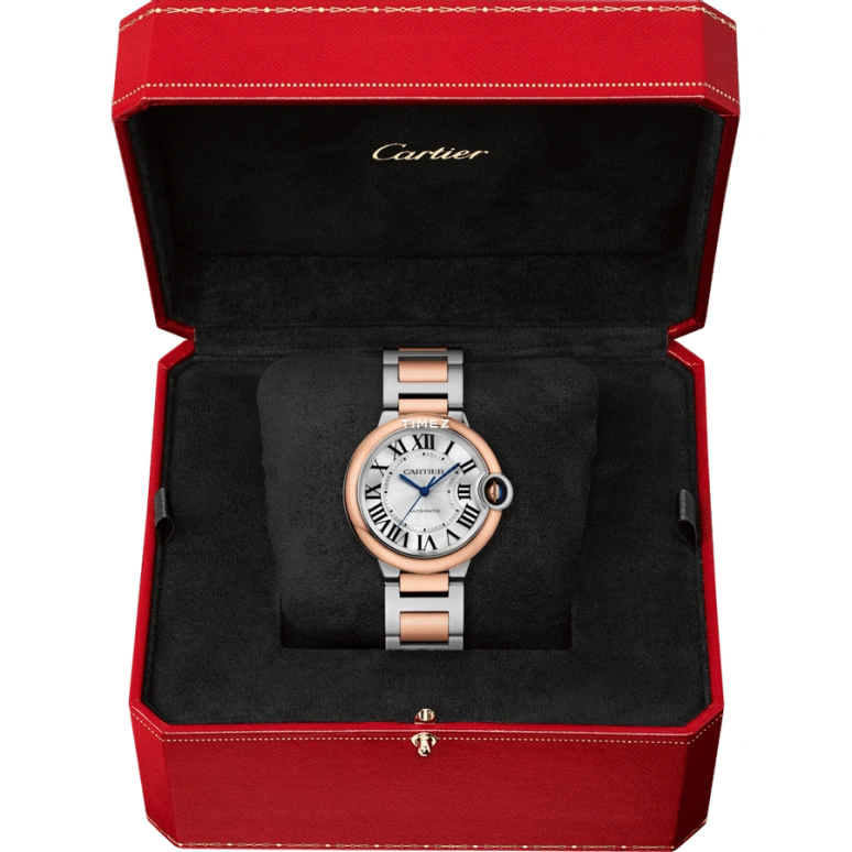 Cartier,Ballon Bleu de Cartier 36mm,36mm,Stainless Steel,Rose Gold,Silver,Automatic,Sapphire,Crystal Glass,Round,W2BB0003