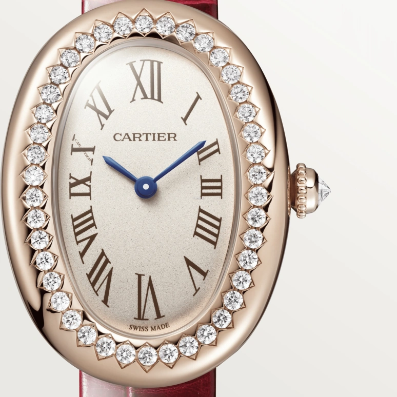 Cartier,Baignoire 31.40x23.09mm,31.40x23.09mm,Rose Gold,Silver,Quartz,Sapphire,Crystal Glass,Oval,WJBA0031