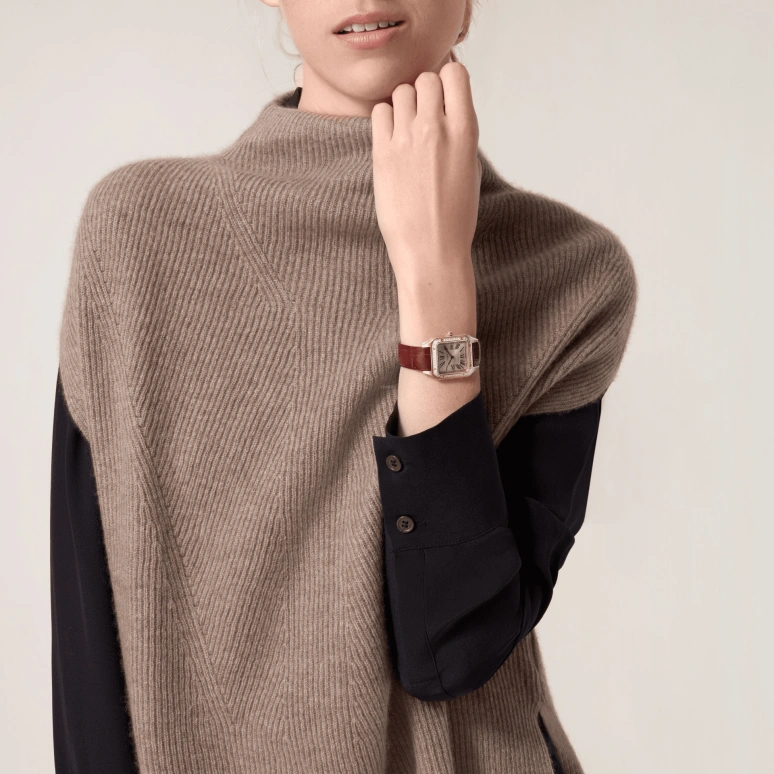 Cartier,Santos de Cartier 38x27.50mm,38x27.50mm,Rose Gold,Silver,Quartz,Sapphire,Crystal Glass,Square,WJSA0017