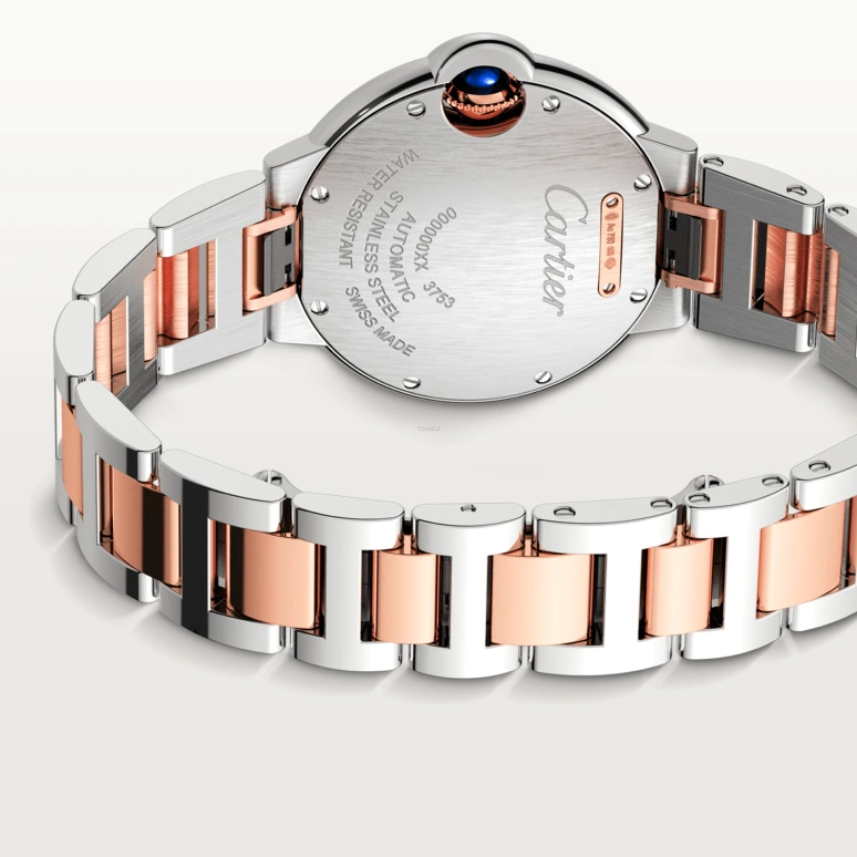 Cartier,Ballon Bleu de Cartier 33mm,33mm,Stainless Steel,Rose Gold,Silver,Automatic,Sapphire,Crystal Glass,Round,W2RB0032