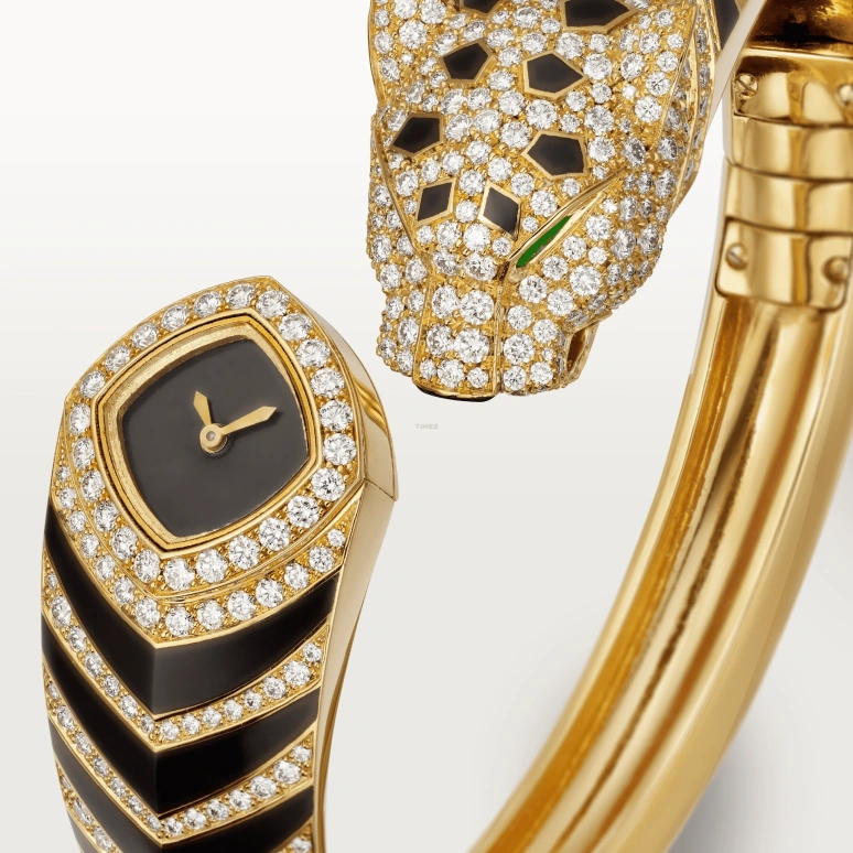 Cartier,Panthère de Cartier 18mm,18mm,Yellow Gold,Black,Quartz,Sapphire,Crystal Glass,Other,HPI01369