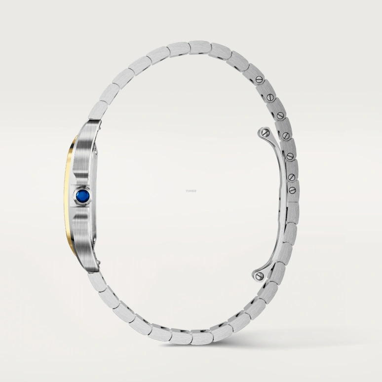 Cartier,Santos de Cartier 34.50x27mm,34.50x27mm,Stainless Steel,Yellow Gold,Silver,Quartz,Sapphire,Crystal Glass,Square,W2SA0033