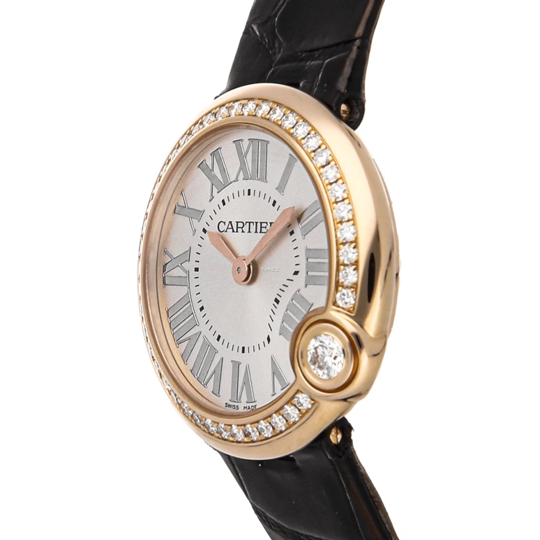 Cartier,Ballon Blanc de Cartier 30mm,30mm,Rose Gold,Silver,Quartz,Sapphire,Crystal Glass,Round,WJBL0005