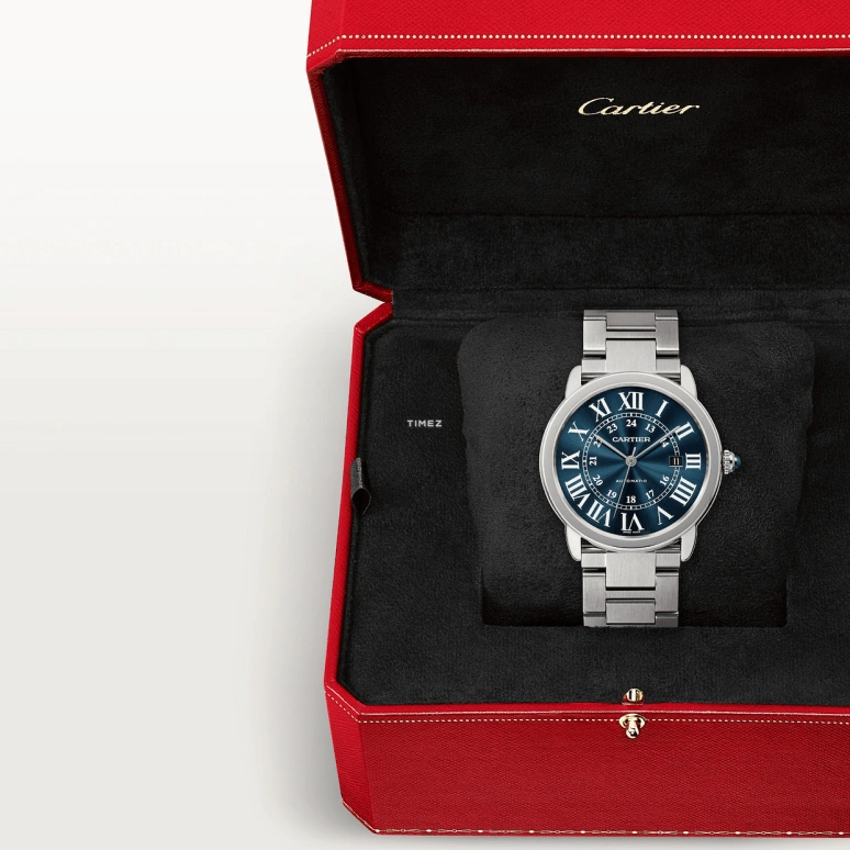 Cartier,Ronde de Cartier 42mm,42mm,Stainless Steel,Blue,Automatic,Day,42hours,WSRN0023