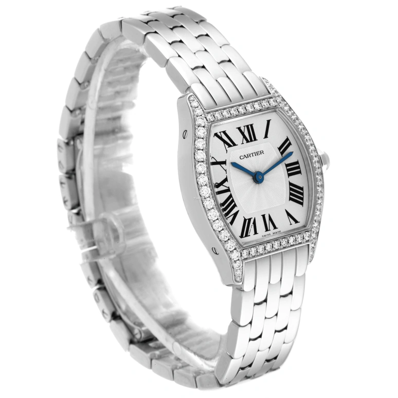 Cartier,Tortue 30x24mm,30x24mm,White Gold,Silver,Quartz,Sapphire,Crystal Glass,Tonneau,WA501011