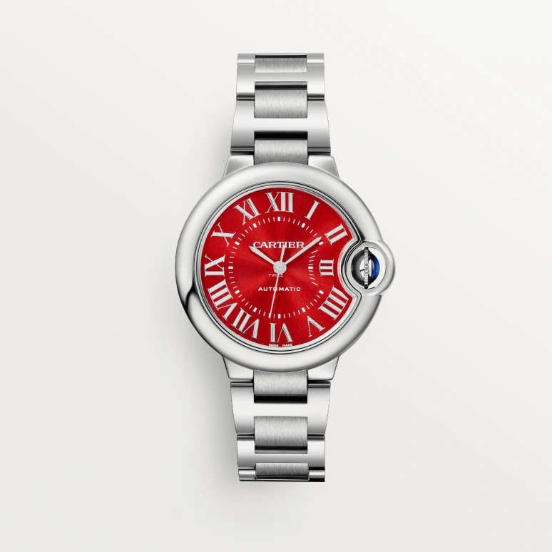 Cartier,Ballon Bleu de Cartier 33mm,33mm,Stainless Steel,Red,Automatic,Sapphire,Crystal Glass,Round,WSBB0052