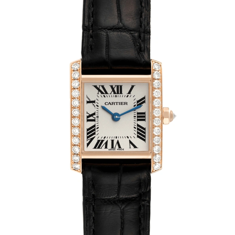 Cartier,Tank 25.35x20.30mm,25.35x20.30mm,Rose Gold,Silver,Quartz,In-house Caliber,Sapphire,Crystal Glass,WE104531