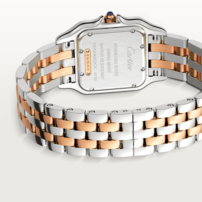 Cartier,Panthère de Cartier 29x37mm,29x37mm,Stainless Steel,Rose Gold,Silver,Quartz,Sapphire,Crystal Glass,Square,W3PN0007