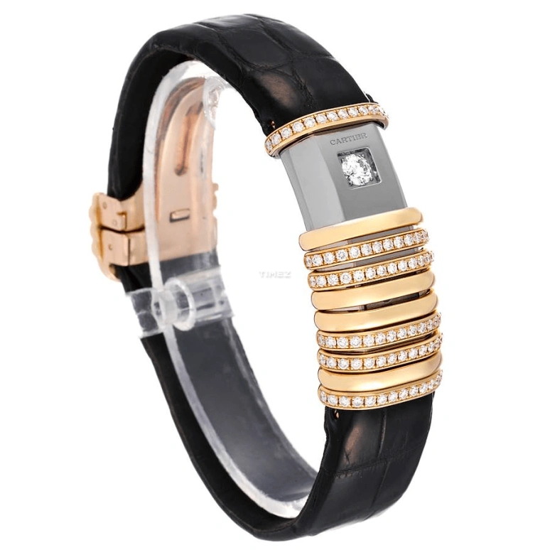 Cartier,Other 39x18mm,39x18mm,Yellow Gold,Titanium,Silver,Quartz,Sapphire,Crystal Glass,Rectangular,WT000150