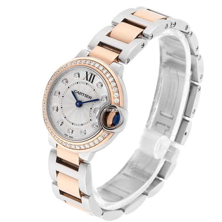Cartier,Ballon Bleu de Cartier 28mm,28mm,Stainless Steel,Rose Gold,Silver,Quartz,Sapphire,Crystal Glass,Round,WE902076