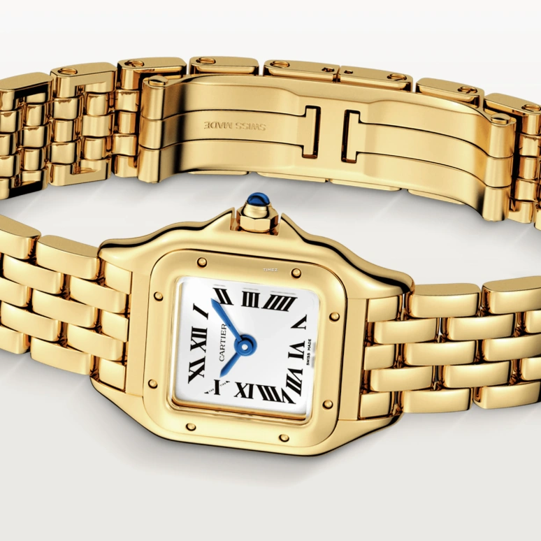 Cartier,Panthère de Cartier 25x19mm,25x19mm,Yellow Gold,Silver,Quartz,Sapphire,Crystal Glass,Square,WGPN0048