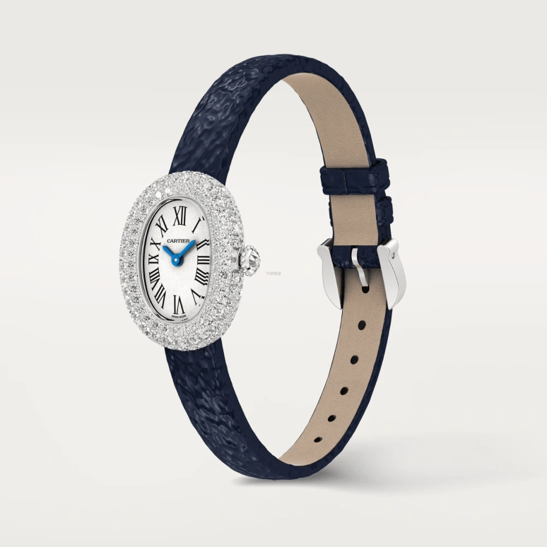 Cartier,Baignoire 24.60x18.70mm,24.60x18.70mm,White Gold,Silver,Quartz,Sapphire,Crystal Glass,Oval,WJBA0050