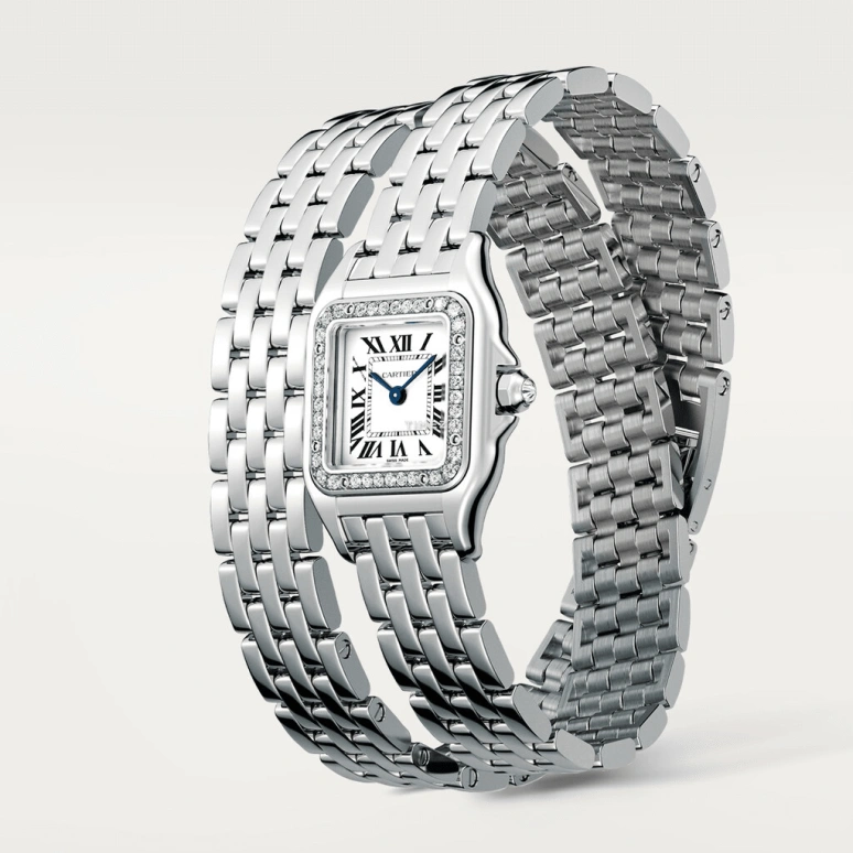 Cartier,Panthère de Cartier 22x30mm,22x30mm,White Gold,Silver,Quartz,Sapphire,Crystal Glass,Square,WJPN0012