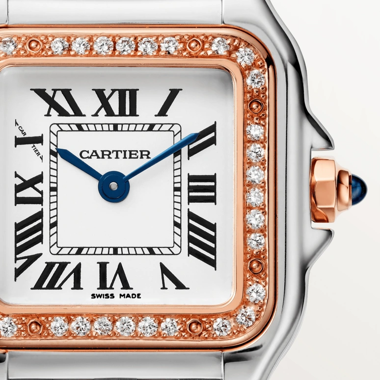 Cartier,Panthère de Cartier 22x30mm,22x30mm,Stainless Steel,Rose Gold,White,Quartz,Sapphire,Crystal Glass,Square,W3PN0006