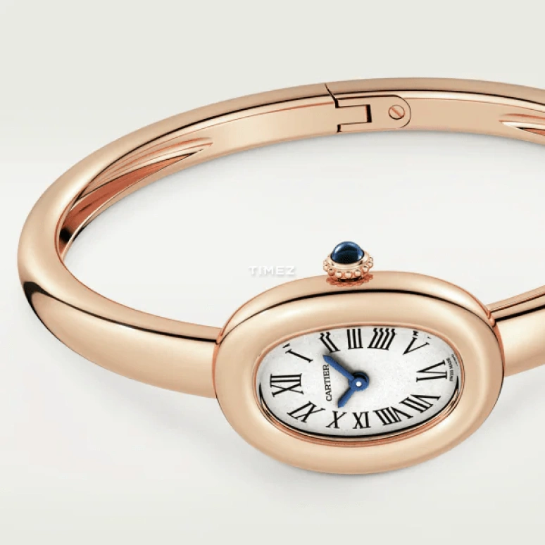 Cartier,Baignoire 24.60x18.70mm,24.60x18.70mm,Rose Gold,Silver,Quartz,Sapphire,Crystal Glass,Oval,WGBA0019